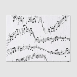 白黒の音楽ノートパターンミュージシャン 薄葉紙