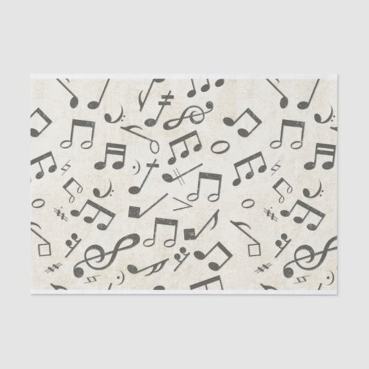 白黒の音楽ノートパターンミュージシャン 薄葉紙 (正面)