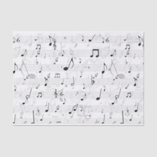 白黒の音楽ノートパターンミュージシャン 薄葉紙