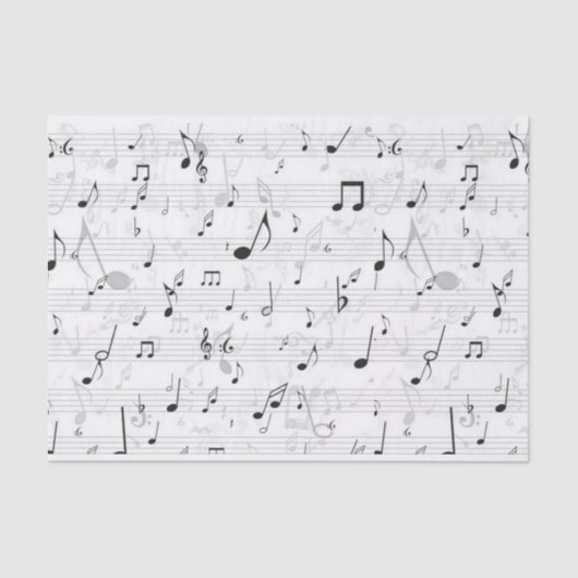 白黒の音楽ノートパターンミュージシャン 薄葉紙 (正面)