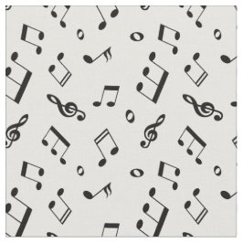 白黒の音楽ノートパターン ファブリック