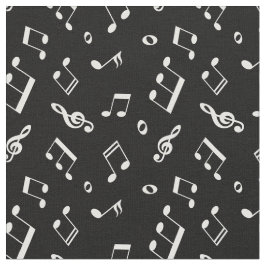 白黒の音楽ノートパターン ファブリック