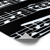 白黒の音楽ノート ポスター (角)