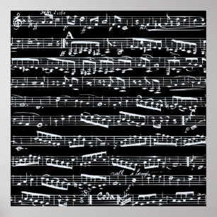 白黒の音楽ノート ポスター