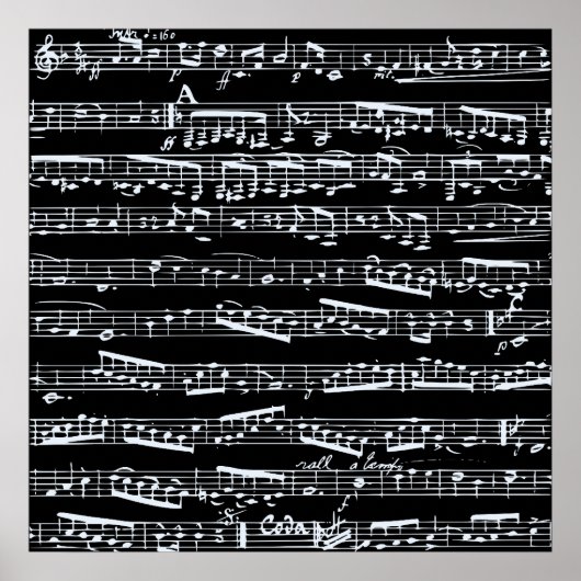 白黒の音楽ノート ポスター (正面)