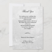 白黒の音楽結婚の写真ありがとう サンキューカード (裏面)