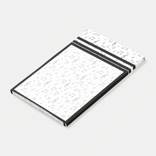 白黒の音符柄 Post-it® ノート ポストイット (アングル)