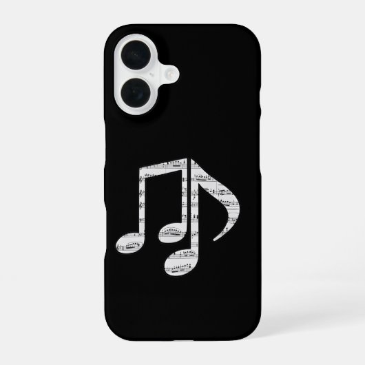 白黒の音符 スマホケース iPhone 16ケース (裏面)