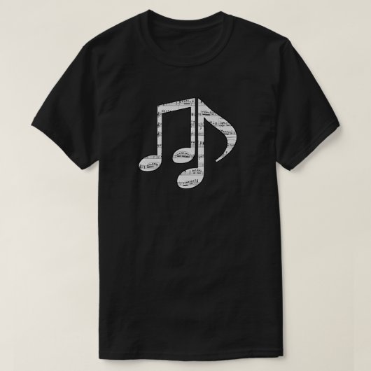 白黒の音符 ユニセックス Tシャツ (デザイン正面)