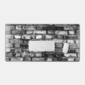 白黒の風化レンガ壁デスクマットパッド デスクマット (キーボード&マウス)