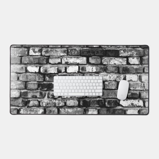 白黒の風化レンガ壁デスクマットパッド デスクマット (キーボード&マウス)