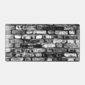 白黒の風化レンガ壁デスクマットパッド デスクマット (正面)