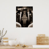 白黒の飛行機エンジンポスタープリント ポスター (キッチン)