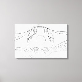 白黒の飛行機プロペラスケッチ キャンバスプリント