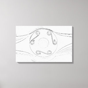 白黒の飛行機プロペラスケッチ キャンバスプリント