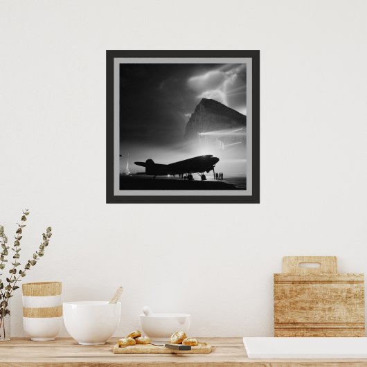 白黒の飛行機 ポスター (キッチン)