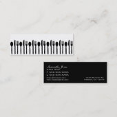 白黒の食べ物の道具モダンな名刺 スキニー名刺 (正面/裏面)