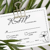 白黒の食事結婚選択RSVPカード 出欠カード