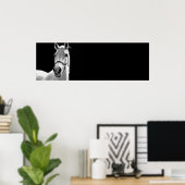 白黒の馬のアートワーク ポスター (ホームオフィス)