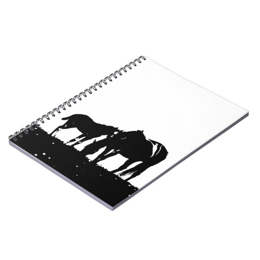 白黒の馬のシルエット ノートブック (左側)