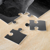 白黒の馬の写真-動物アート ジグソーパズル (側面)