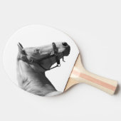 白黒の馬の動物写真 卓球ラケット (横)