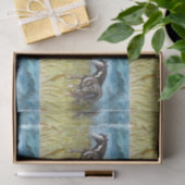 白黒の馬の絵を描水色アート 薄葉紙 (ギフト)