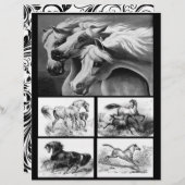 白黒の馬アートによる紙制作 (正面/裏面)