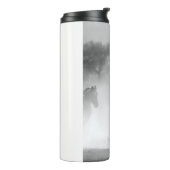 白黒の馬ランニングの写真アートワーク タンブラー (回転左)