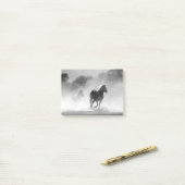 白黒の馬ランニングの写真アートワーク ポストイット (デスク上)