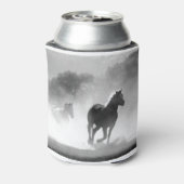 白黒の馬ランニングの写真アートワーク 缶クーラー (缶裏面)
