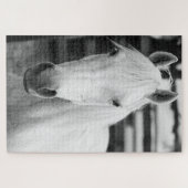 白黒の馬写真 ジグソーパズル (横)