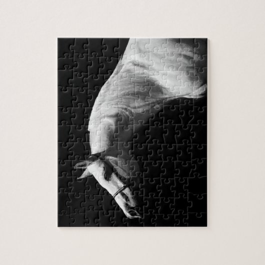 白黒の馬-クリエイティブ動物画 ジグソーパズル (縦)