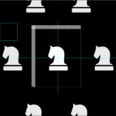 白黒の騎士チェスの駒のパターン ファブリック (タイル)