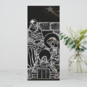 白黒の高い銀製の出生の招待 招待状 (スタンド正面)