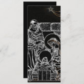 白黒の高い銀製の出生の招待 招待状 (正面/裏面)