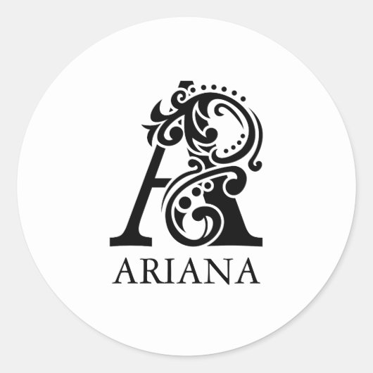 白黒の高級文字A ラウンドシール (正面)