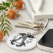 白黒の魔女レッグお洒落ハローウィンパーティ キーホルダー (正面右)