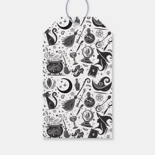 白黒の魔女レッグお洒落ハローウィンパーティ ギフトタグ (裏面)
