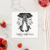 白黒の魔女レッグお洒落ハローウィンパーティ スタンダードカクテルナプキン (インサイチュ)