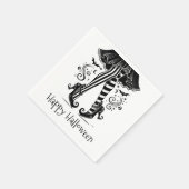 白黒の魔女レッグお洒落ハローウィンパーティ スタンダードカクテルナプキン (角)