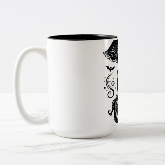 白黒の魔女レッグお洒落ハローウィンパーティ ツートーンマグカップ (左)