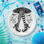 白黒の魔女レッグお洒落ハローウィンパーティ ペーパープレート (パーティー)