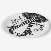 白黒の魔女レッグお洒落ハローウィンパーティ ペーパープレート (アングル)