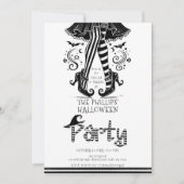 白黒の魔女レッグお洒落ハローウィンパーティ 招待状 (正面)