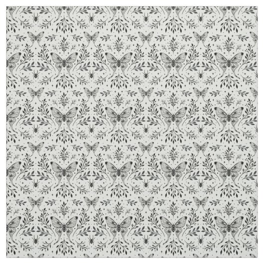 白黒の魔法の蛾 ファブリック (見本)