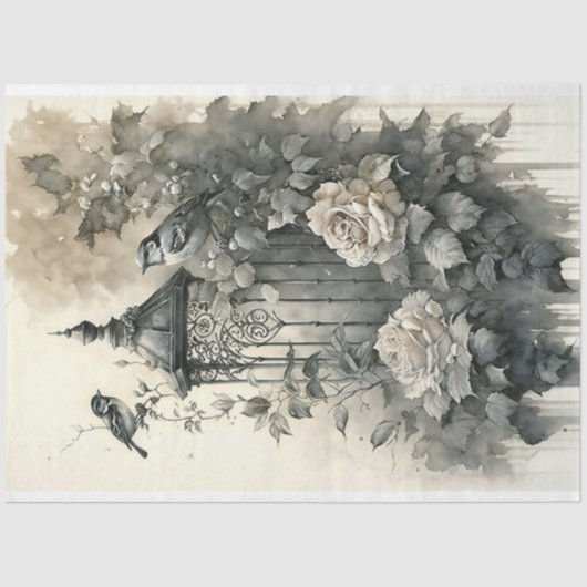 白黒の鳥かご 薄葉紙 (正面)