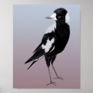 白黒の鳥のアート·マグピー ポスター