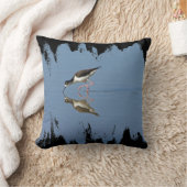 白黒の鳥フォトブルー芸術的ウォーター クッション (ブランケット)