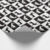 白黒の鹿のシルエット包み紙 ラッピングペーパー (角)